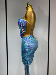 Mannequin Wearing a Sparkly Sequins Two Piece Set Birthday Outfit with Glittering Crop Top and Matching Mini Skirt, Styled for Luxe Celebrations