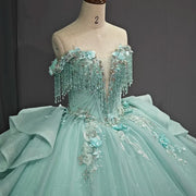 Off-Shoulder Tassel Quinceañera Dress