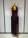Ataska backless tassel bodycon dress with eye-catching details for a glamorous party look
