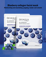 BIOAQUA Plant Facial Mask Moisturize Cucumber Blueberry Aloe Vera Seaweed Bilobed Yeast Hyaluronic Acid Niacinamide Facial Mask