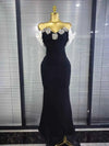 Janella Strapless Floral Rhinestone Bodycon Bandage Maxi Dress