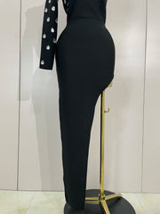 Kayla sexy one-shoulder rhinestone black long bodycon bandage dress