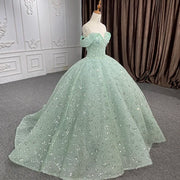 Crystal-Embellished Green Quinceañera Dress