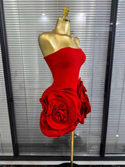 Priscila Strapless Big Florals Bodycon Mini Bandage Dress