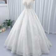 Elegant Open Back Tulle Ball Gown Wedding Dress