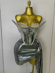 Belle sexy two-piece top with sparkling gold sequins birthday outfit for women party night out