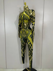 Gemini luxury shiny jumpsuit for women party night out statement outfit