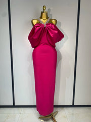 Off-shoulder crystal halter long bodycon bandage dress for women, luxury evening gown for birthday, cocktail, and party celebrations.