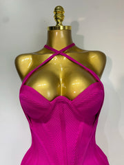 Luxury sleeveless feather backless midi dress with elegant bodycon fit for birthday or evening wear.