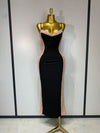 Sally sleeveless lace patchwork bandage dress with a fitted bodycon silhouette