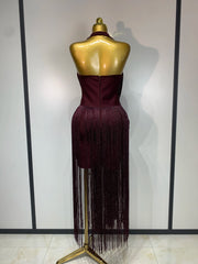 Ataska backless tassel bodycon dress with eye-catching details for a glamorous party look