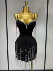 Backless Spaghetti Strap Bodycon Black Sleeveless Bandage Dress