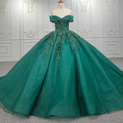 Green Sequined Quinceañera Gown