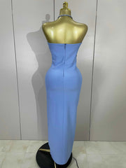 Samantha Sexy Halter Backless Shining Crystal Bodycon Long Dress
