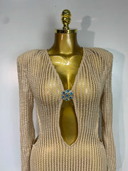 Envious Designs Milani V-neck long sleeve cutout knitted dress for evening party and nightclub styling