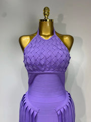 Abby sexy backless tassel purple black bodycon bandage dress for birthday and cocktail party styling