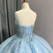 Strapless Sequined Quinceañera Gown