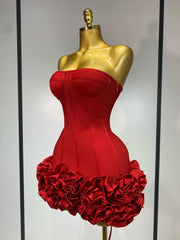 Envious Designs Mina sexy strapless backless flower embellished mini bandage dress for birthday and cocktail party styling