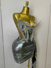 Belle sexy two-piece top with sparkling gold sequins birthday outfit for women party night out