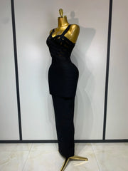 Rhea sleeveless maxi bodycon bandage dress with a curve-enhancing fitted silhouette for parties and special occasions