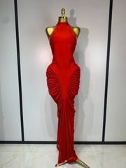 Camille patchwork sleeveless ruched bodycon maxi dress for evening wear