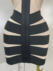 Azi sleeveless halter backless bandage mini dress with a figure-hugging bodycon silhouette