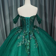 Luxury Green Organza Quinceanera Dress