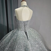 High Neck Crystal Quinceañera Dress