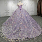 Purple Sweetheart Crystal Quinceanera Dress