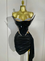 Belle sexy two-piece top with sparkling gold sequins birthday outfit for women party night out