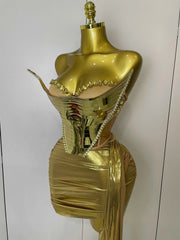 Belle sexy two-piece top with sparkling gold sequins birthday outfit for women party night out