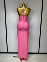 Women Sexy Backless Bodycon Sleeveless Bandage Dress Elegant Prom Gown Club Evening Party Luxury Birthday Wedding Guest Dresses