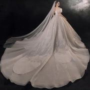 Sequin Organza Feathers Wedding Dress