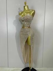 Ayveen sexy two-piece strapless sparkling birthday dress for women party night out