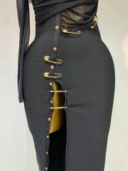 High Quality One Shoulder Long Sleeve Bodycon Bandage Dress Cocktail Evening Party Luxury Birthday Dress Celebrity Prom Gown