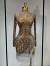 Diana luxury rhinestone tight long sleeve evening short dress