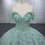 Crystal-Embellished Green Quinceañera Dress