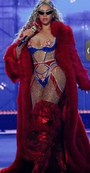 Monique sparkly rhinestone long sleeve jumpsuit for women, sexy birthday outfit, nightclub party, festival, and performance wear