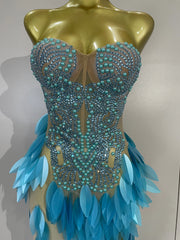 Liah sparkly diamond pearl strapless mesh maxi dress for evening party and stage performance styling