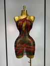 Carmina sexy backless hollow out red diamond mini dress for nightclub and stage performance styling