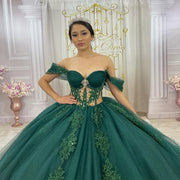 Green Glittering Luxury Quinceañera Dress