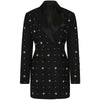 Luxury Rhinestone V-Neck Jacket For Women Crystals Long Sleeve Elegant Long Blazer
