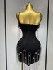 Camille Spaghetti Strap Bodycon Black Bandage Dress