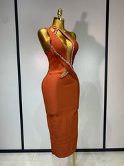 Christina sexy sparkly diamond backless cut out bodycon bandage dress