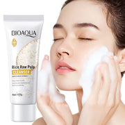 Rice Raw Pulp Facial Cleanser Face Wash Foam skincare Moisturizing Skin Brightening Rejuvenation Face Cleanser Skin Care