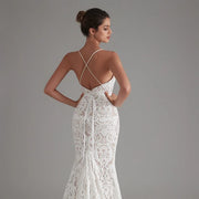 V-Neck Lace Mermaid Wedding Dress