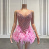 Pink Feather Sparkly Crystals Birthday Dress