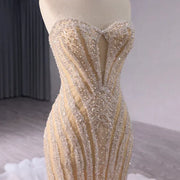 Elegant Beaded Long Evening Party Gown