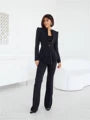 Women's Celestial Peplum Blazer with High Waisted Straight Pants