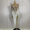 Miley sparkly rhinestone pearl sequin tassel sexy transparent dress for women party